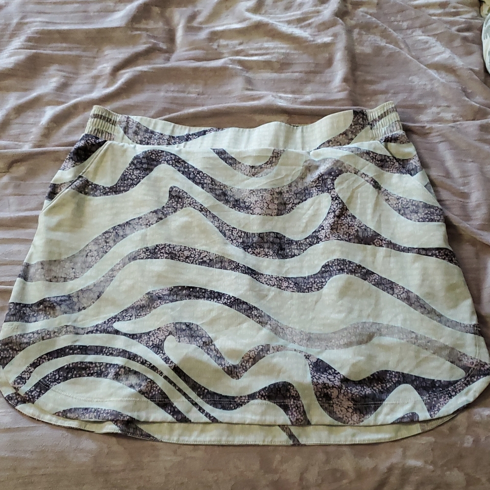 Calla Cream, Purple, Rose, Patterned Golf Skort, Rounded Hem, Large, 14